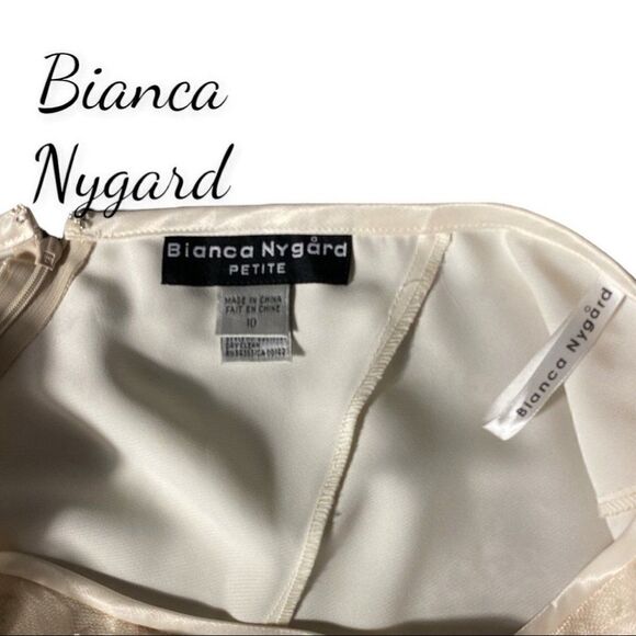 Bianca Nygard NWT petite size 10 cream lace overlay midi skirt - Picture 8 of 12